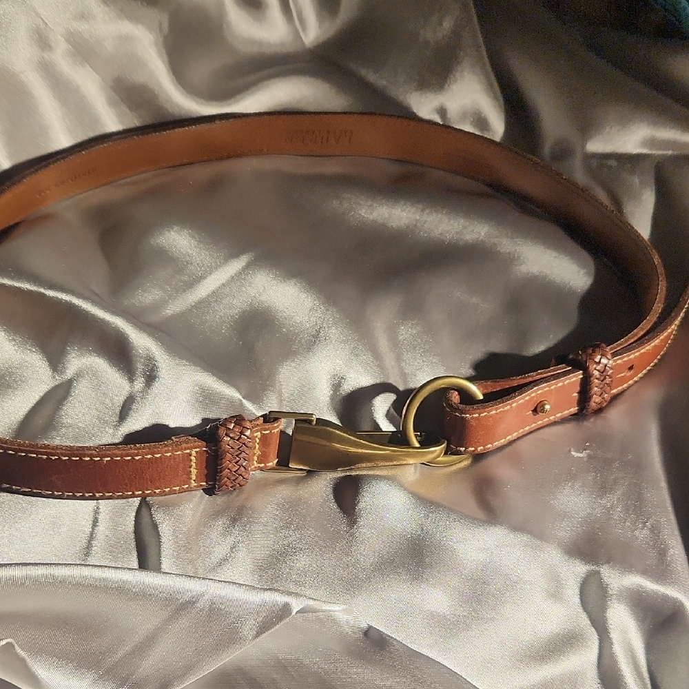 Ralf Lauren Leather Belt with Gold Buckle.